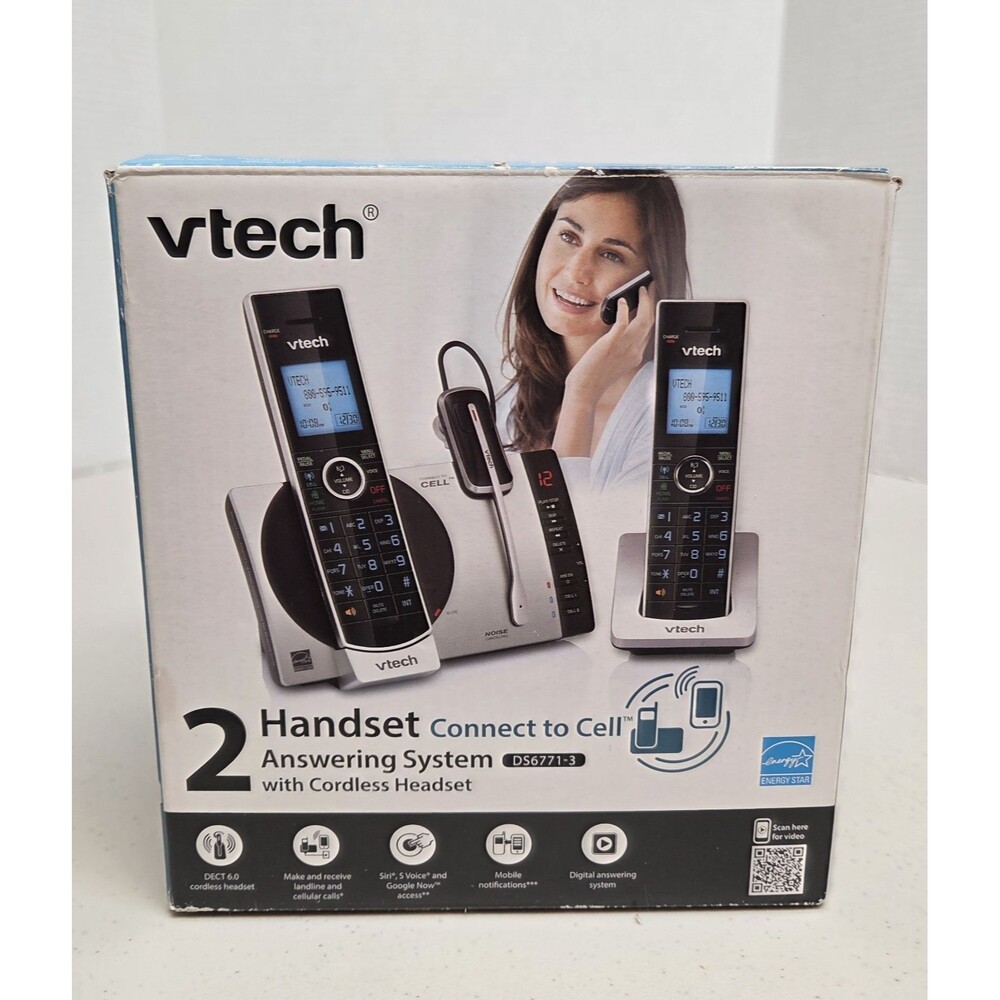 VTech DS6771-3 Bluetooth Connect-To-Cell Cordless Phone 2 Handset Tested